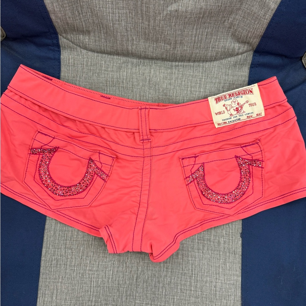 Women’s True Religion Coral Shorts with Embellished Pockets